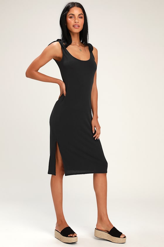 Wear and Win Washed Black Tie-Strap Midi Dress 2