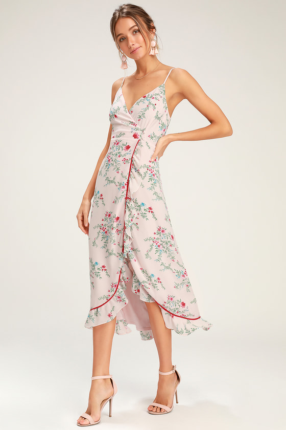 blush floral midi dress