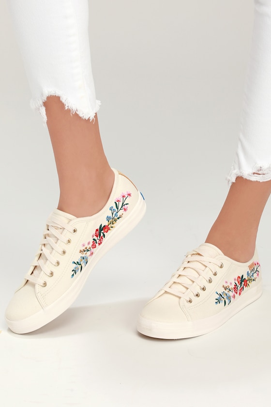 Kickstart Cream Vine Embroidered Sneakers 5