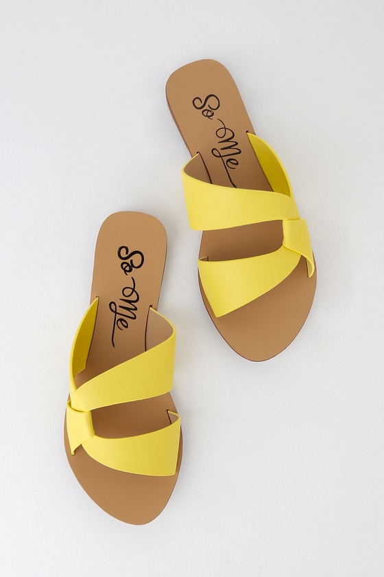 yellow slip on sandals