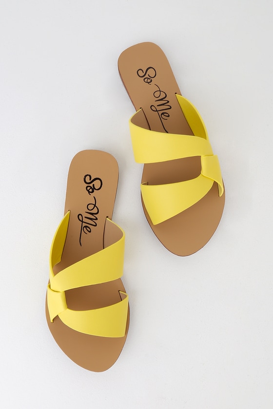 yellow slide sandals