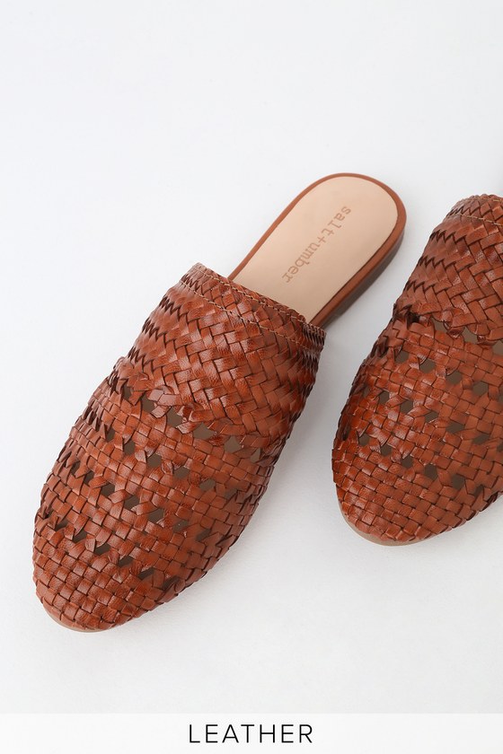 cognac flat mules