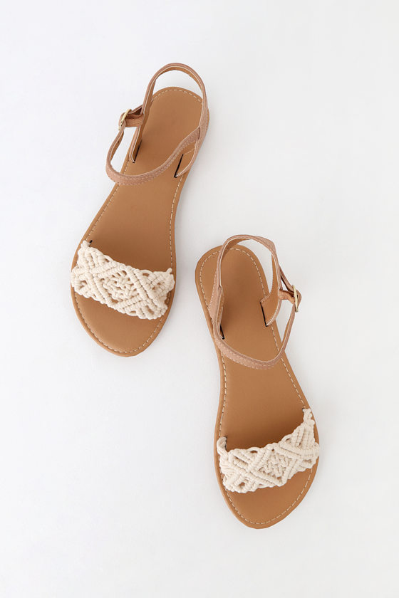 Belsito Ivory Crochet Slingback Flat Sandals 1