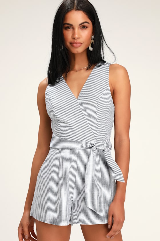 Cute Striped Romper - Navy Blue and White Romper - Romper - Lulus