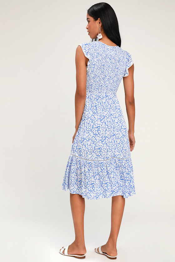 Pick Me Blue Floral Print Midi Dress 5