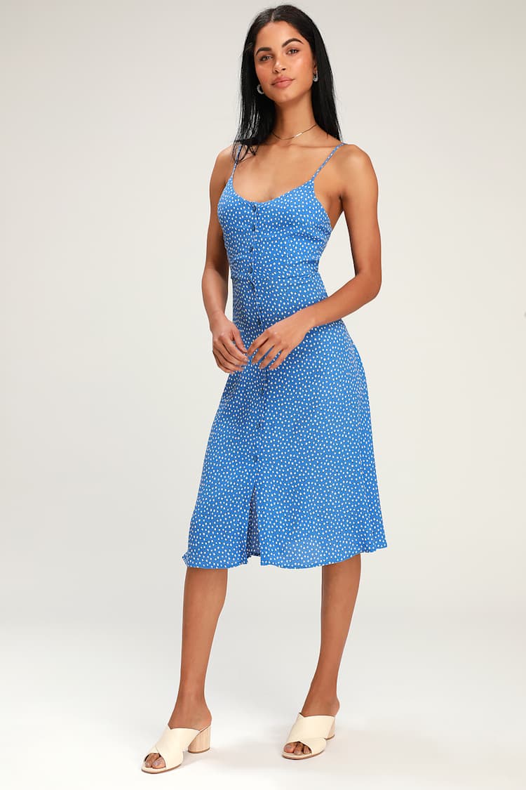 Rolla's Midsummer Mini - Blue Tulip Print Dress - Midi Dress - Lulus