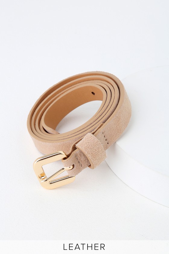 Cute Beige Belt - Suede Leather Belt - Beige Suede Belt