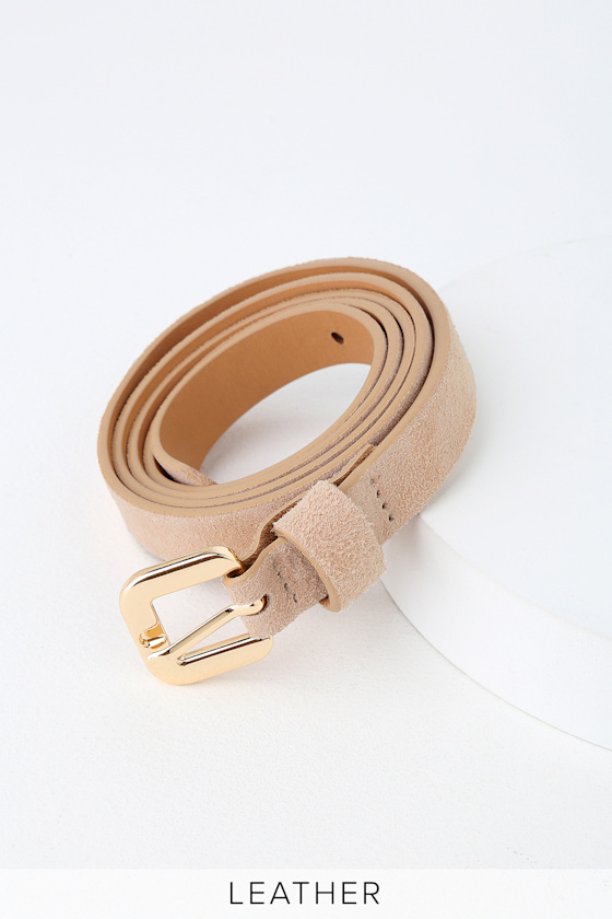 Cute Beige Belt - Suede Leather Belt - Beige Suede Belt