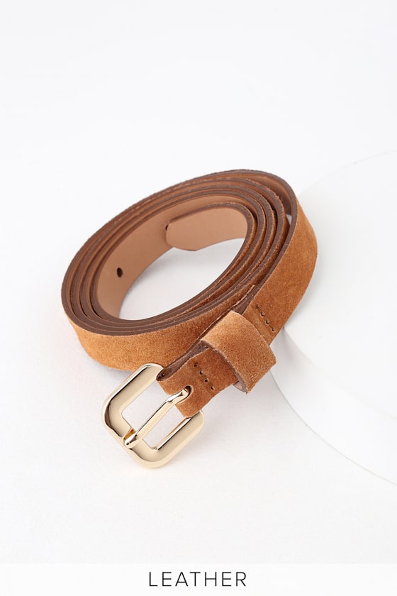 Styled Side Light Brown Suede Leather Belt 2