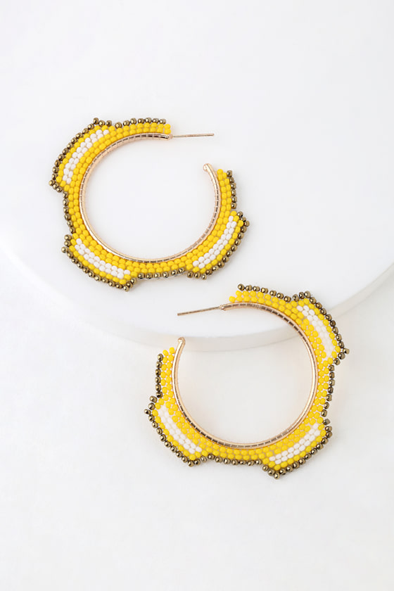 Marmelade Yellow Beaded Statement Earrings 2