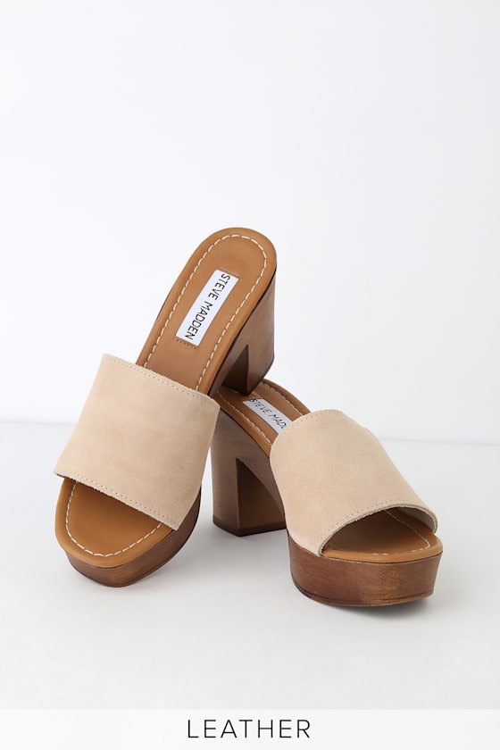 Fran Sand Suede Leather Platform Mules 2