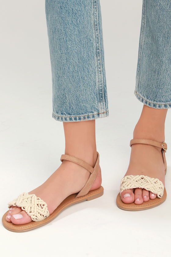 Belsito Ivory Crochet Slingback Flat Sandals 5