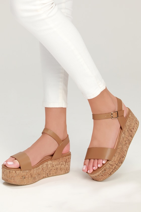 cork heel platform sandals