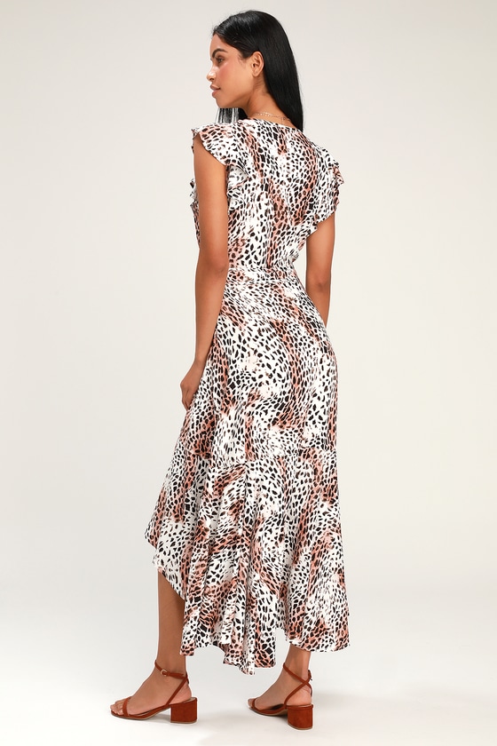 Zephyr White Leopard Print Wrap Maxi Dress