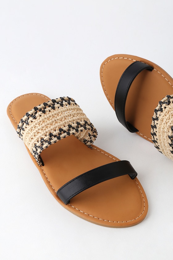 Cute Black Sandals - Slide Sandals - Woven Sandal - Black Shoes - Lulus