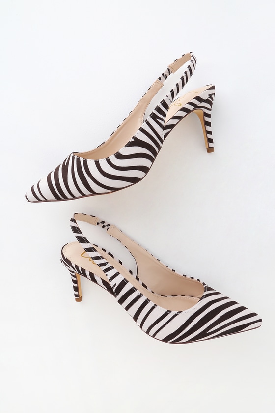 Women's Zebra Print Heels Fashion Slip Chunky Heels - Temu