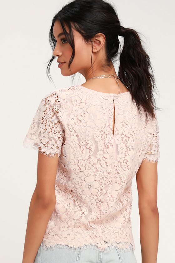 Classic Tale Blush Pink Lace Short Sleeve Top 4