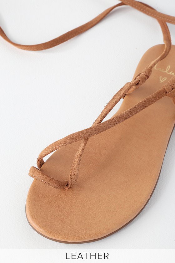 tan leather lace up sandals