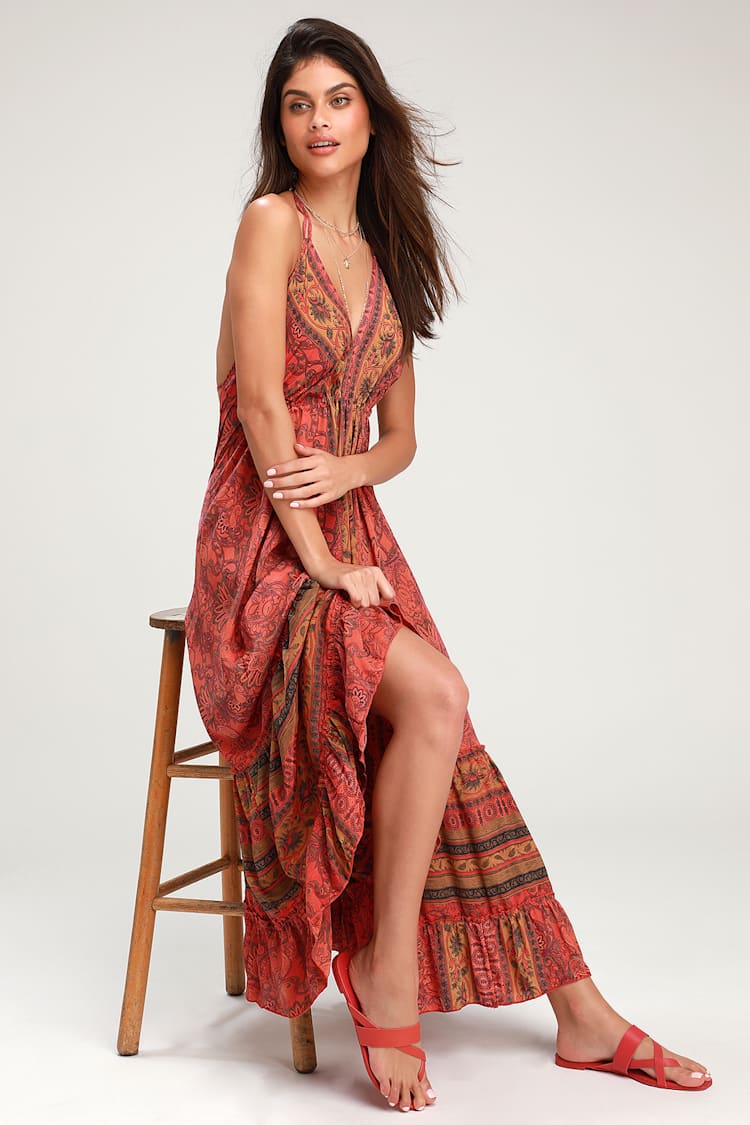 Raga Passion Struck Halter Maxi - Boho Maxi Dress - Backless Maxi - Lulus