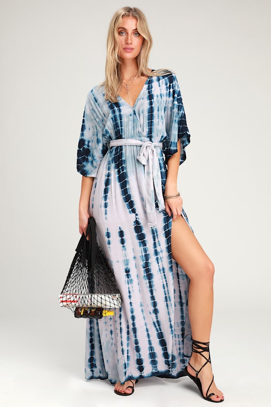 Seaside Dream Navy Blue and Lavender Tie-Dye Maxi Dress 5