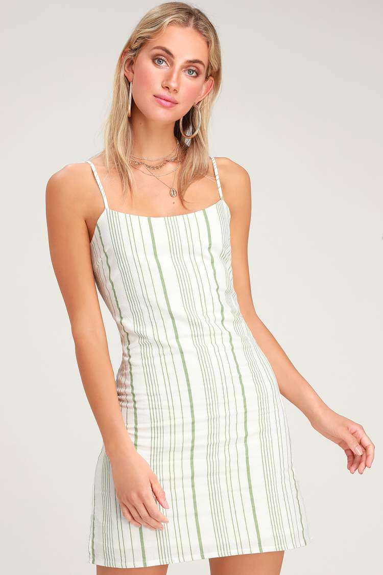 Cute Striped Mini Dress - Light Green Striped Dress - Shift Dress - Lulus