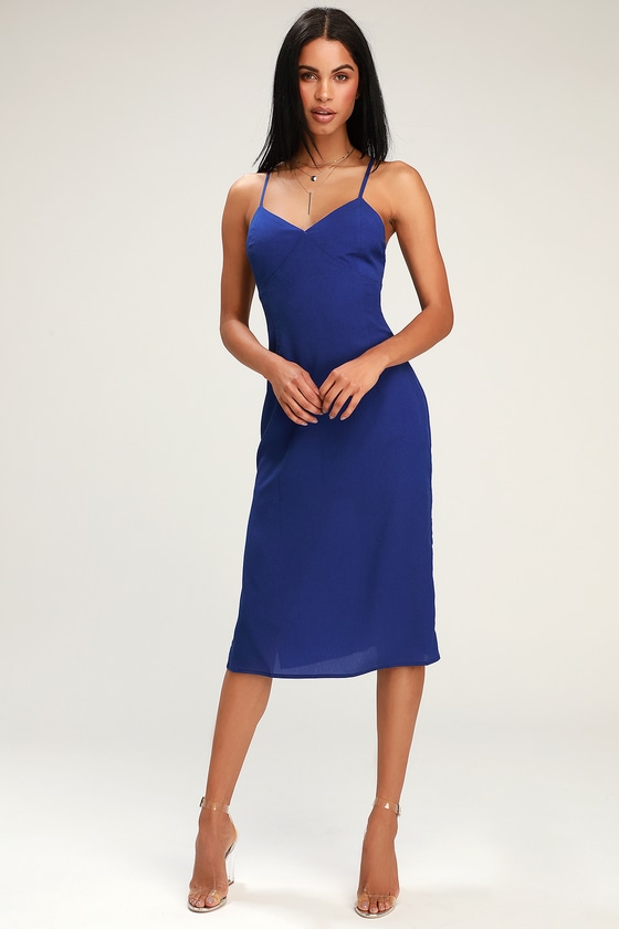 Cute Blue Dress - Royal Blue Midi Dress - Empire Waist Dress