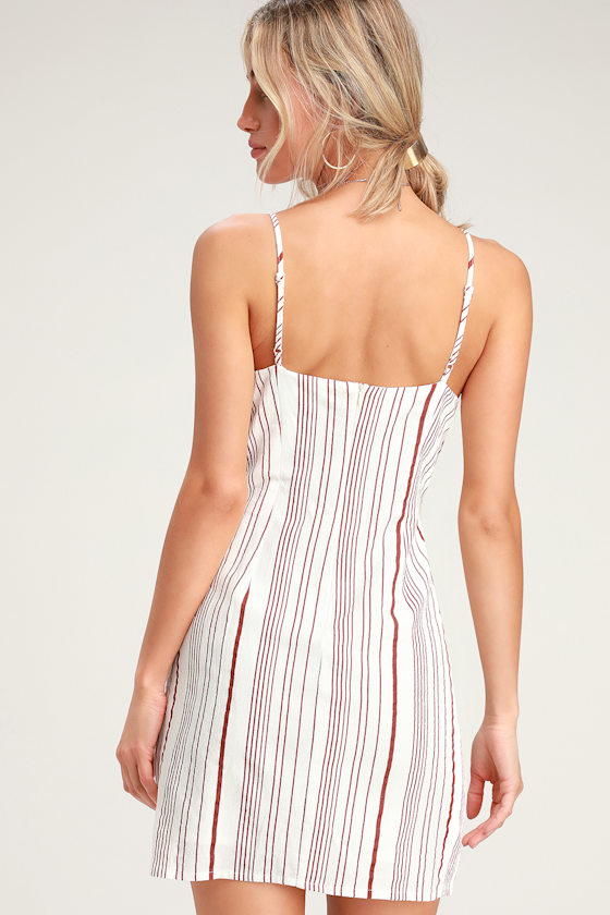 Honey Sweet Rust Red Striped Mini Dress 4