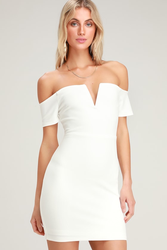 Sexy White Dress - Off-the-Shoulder Dress - White Bodycon Dress - Lulus