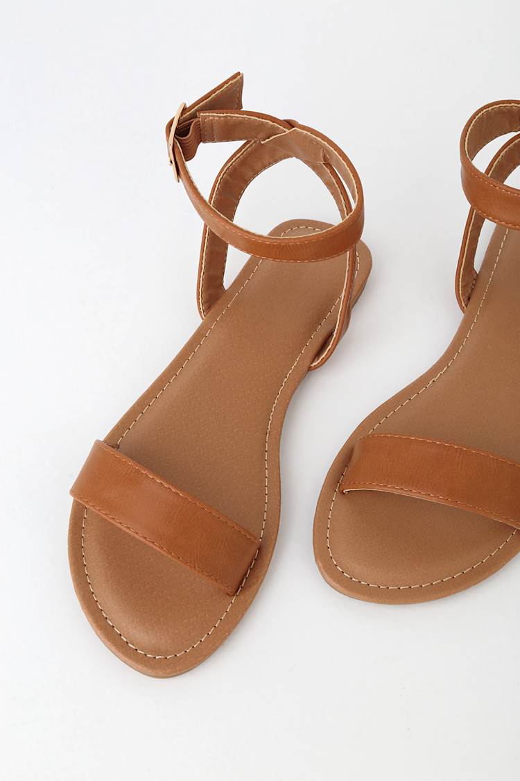 brown leather ankle strap sandals