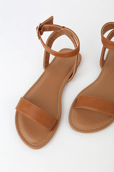 Hauna Whiskey Brown Ankle-Strap Sandals