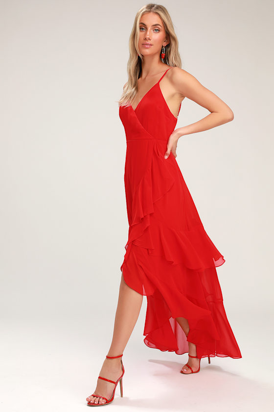 Right This Sway Red Ruffled Maxi Dress 2