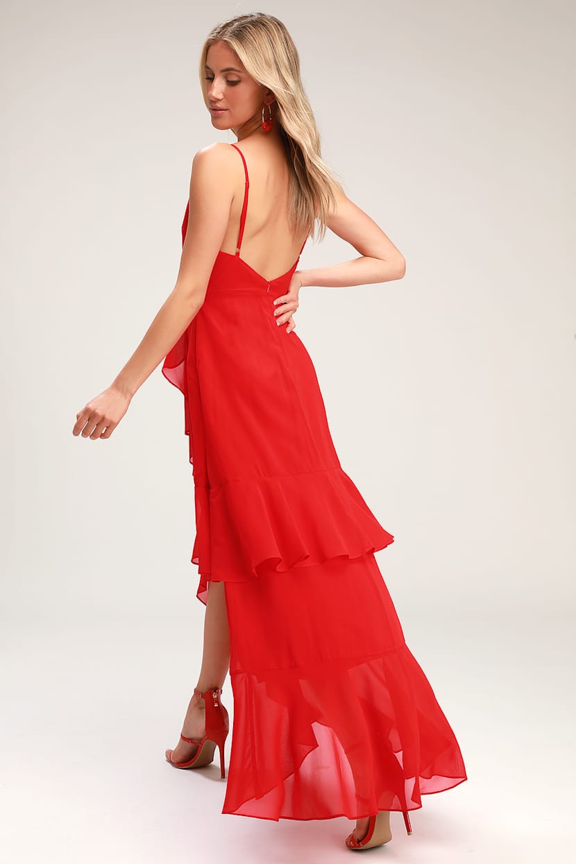 lulus red ruffle dress Red Mini Dress - Sexy Red Dress - Strapless Mini Dress - Dress