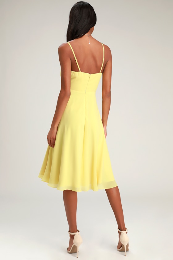 Maribelle Pale Yellow Surplice Midi Dress 4