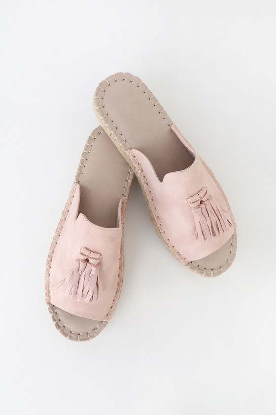 suede espadrille slides