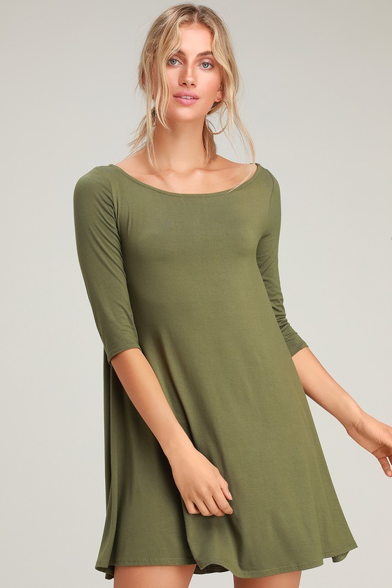 olive green swing dress