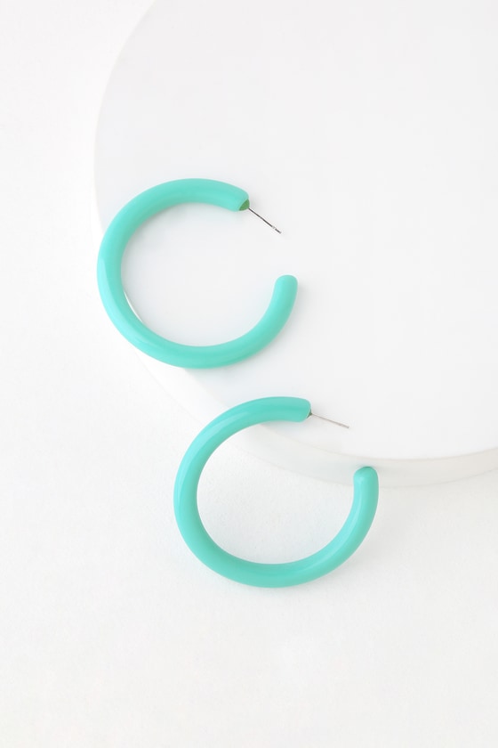 Trendy Resin Hoop - Turquoise Hoop Earrings - Resin Hoop Earrings - Lulus