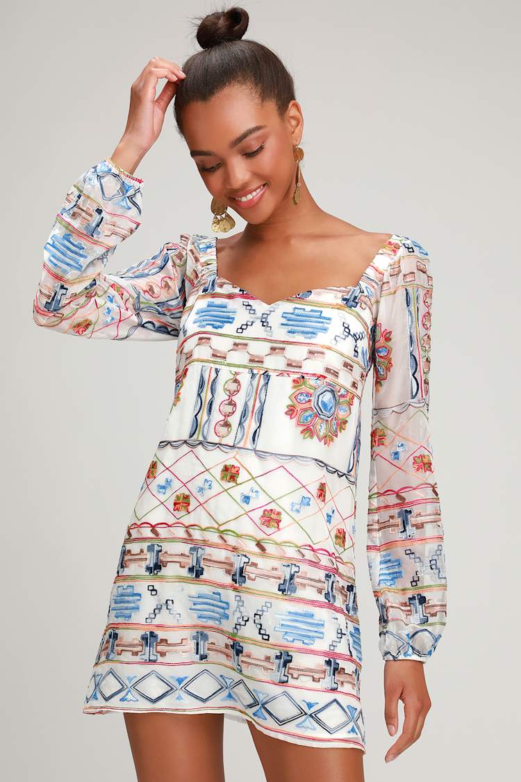 jaye mini dress white multi Jaye Mini Dress White / Blue Floral