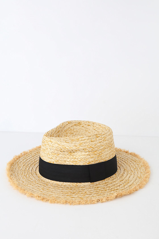 Feelin' It Beige Woven Boater Hat 1