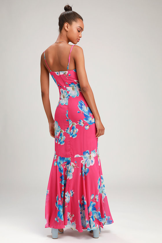 Pretty Floral Print Dress - Maxi Dress - Pink Sleeveless Dress - Lulus