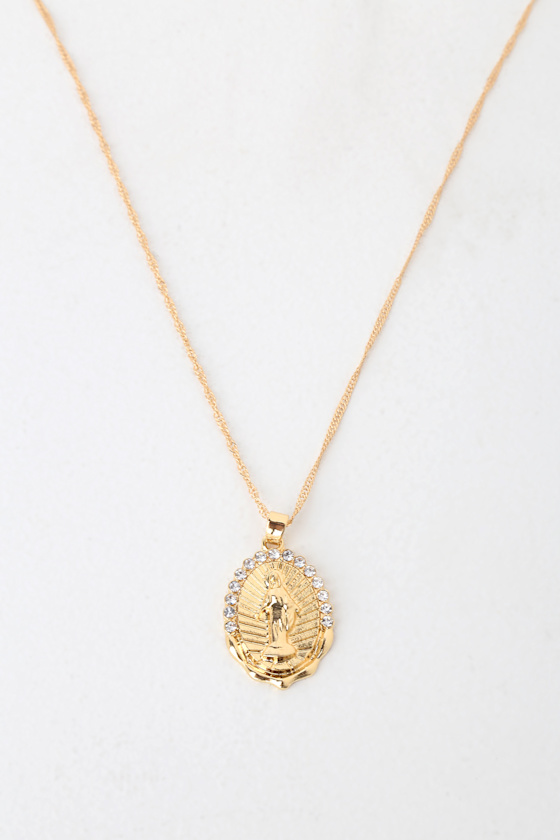 Valentia Gold Rhinestone Pendant Necklace 2