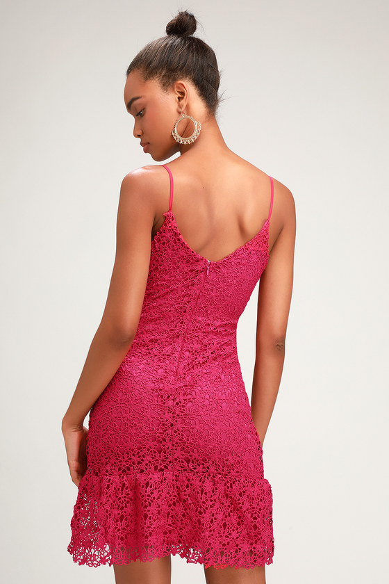 Call for a Toast Magenta Lace Ruffled Mini Dress 4