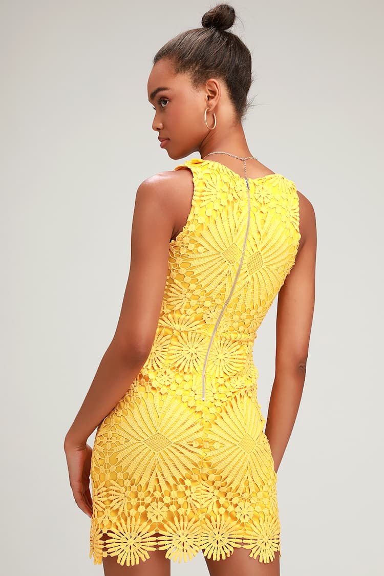 yellow lace dress lulus Light Yellow Tiered Dress - Backless Maxi Dress - Lace Trim Dress