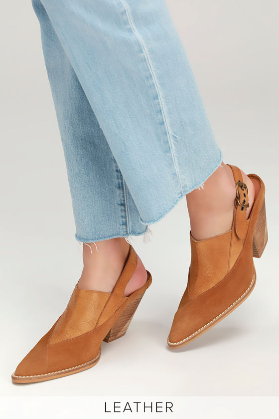 Silverton Taupe Suede Leather Slingback Mules 1