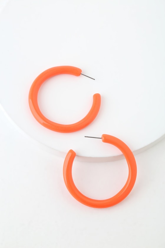 Trendy Resin Hoop - Orange Hoop Earrings - Resin Hoop Earrings