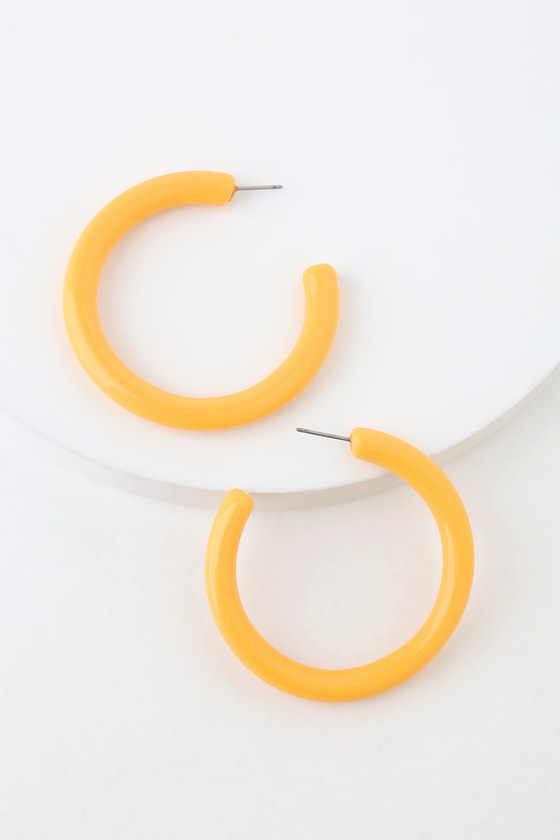 Trendy Resin Hoop - Yellow Hoop Earrings - Resin Hoop Earrings - Lulus