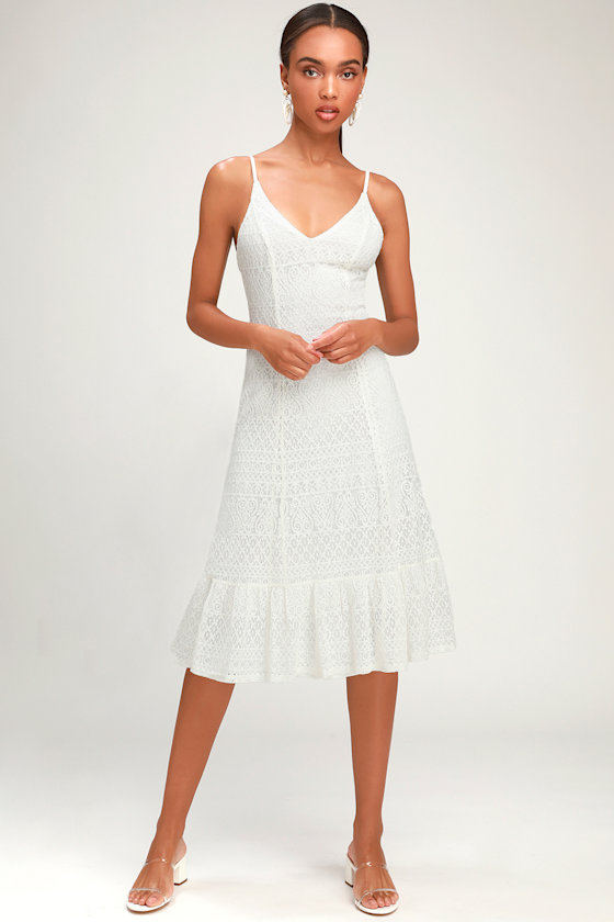 Happy Glow Lucky White Lace Midi Dress 1
