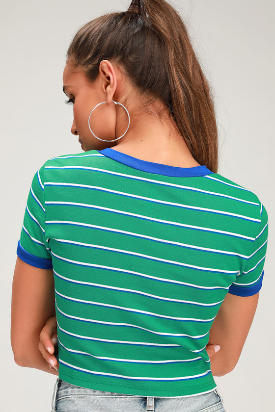 Charleigh Green Striped Crop Top 3