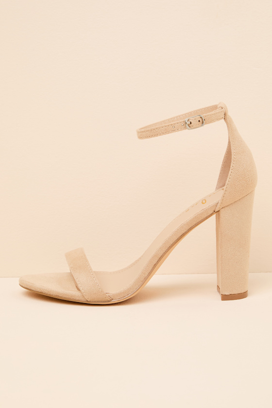 Taylor Natural Suede Ankle Strap Heels 2