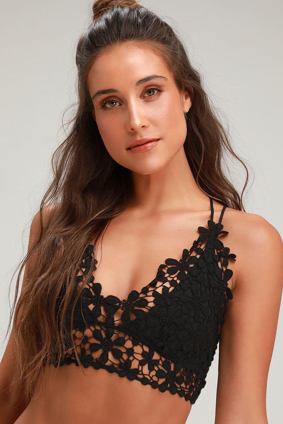 black crochet bralette