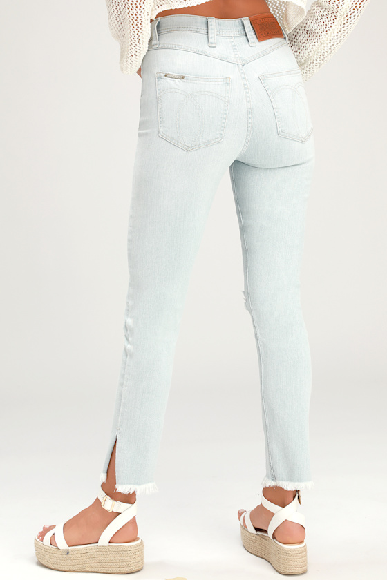 Molly Light Wash Distressed Skinny Jeans 4